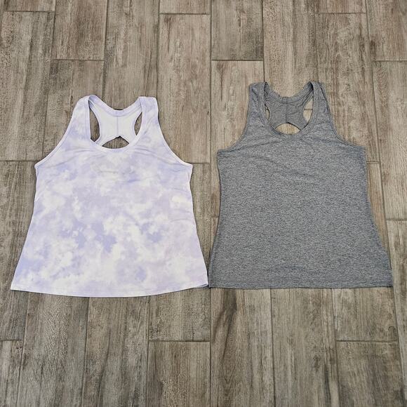 Athleta Tank Top Women’s Size XL & 1X Lot of 2 Gray Tie-Dye Racerback Workout - Picture 1 of 12